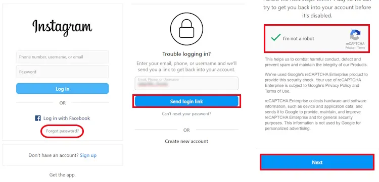 instagram forgot password
